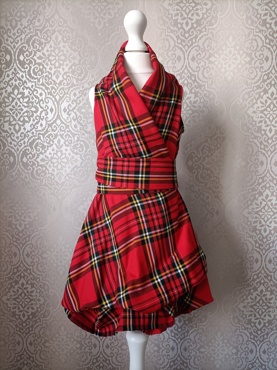 Mini Blonde & Wise Trench Dress - Red Tartan