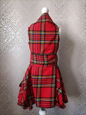 Mini Blonde & Wise Trench Dress - Red Tartan