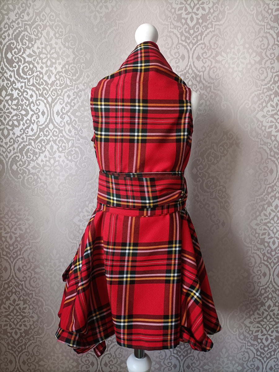 Mini Blonde & Wise Trench Dress - Red Tartan