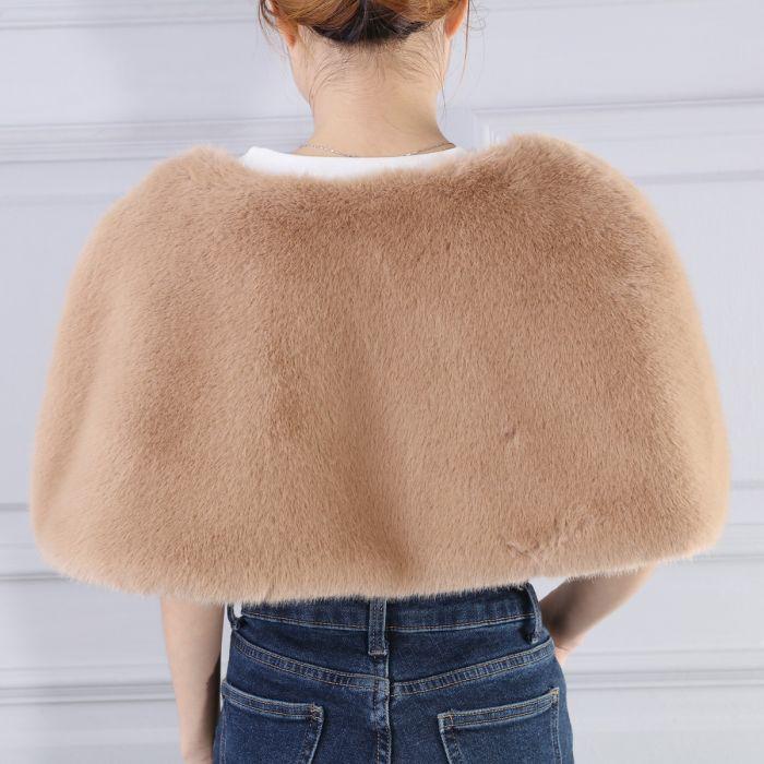 Sleeveless Faux Fur Shrug - Taupe